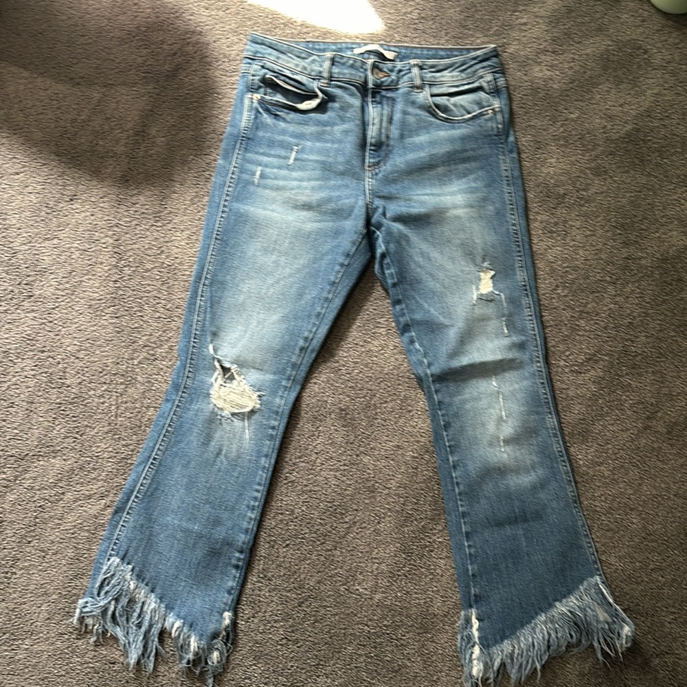 Zara fringe jeans